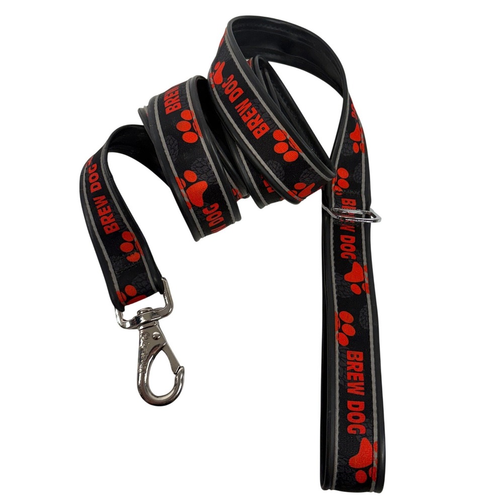 Cycle Dog Brew Dog Leash Recycled Inner Tube Red Black Paw Print 66 Inch USA